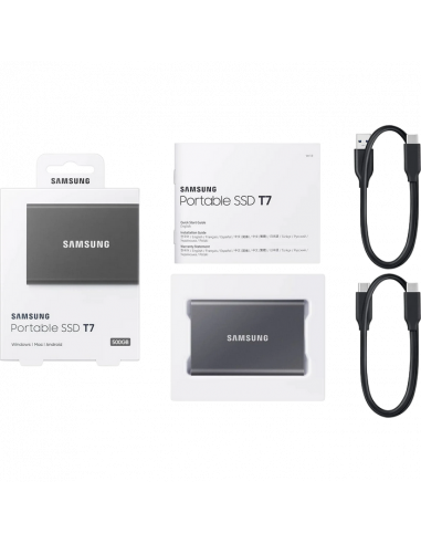 Внешний портативный SSD накопитель Samsung T7, 500 ГБ, Grey (MU-PC500T/WW)
