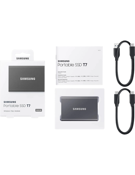 SSD portabil extern Samsung T7, 500 GB, Grey (MU-PC500T/WW)