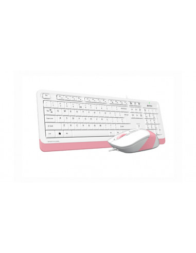 Клавиатура и мышь A4Tech F1010, Проводное, Белый/Розовый