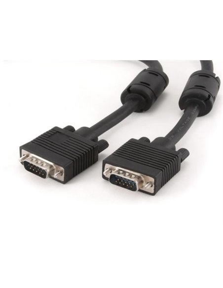 Cable VGA - 10m - Cablexpert CC-PPVGA-10M-B, 10 m, Premium VGA HD15M/HD15M dual-shielded w/2*ferrite core, Black