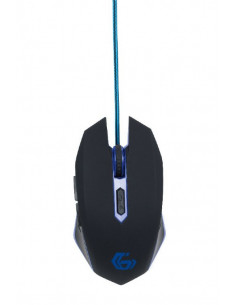 Gembird MUSG-001-B, Gaming Optical Mouse, 2400dpi adjustable, 6 buttons, Illuminated (Blue light) scroll wheel, logo and sid...