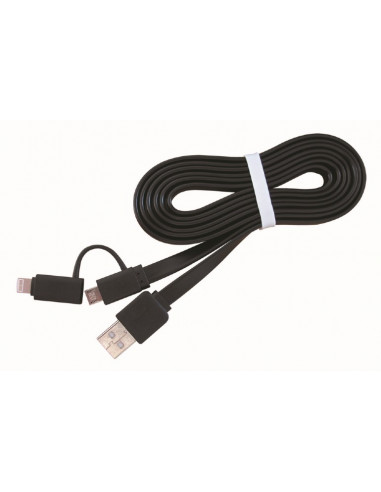 Cable USB2.0 combo (2 in 1) - 1m - Cablexpert CC-USB2-AMLM2-1m, USB 2.0 A-plug to 8-pin male connector (for Iphone) + male Mi...