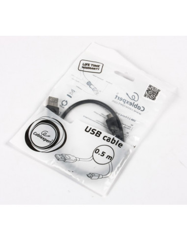 Cable microUSB2.0 - 0.5m - Cablexpert CCP-mUSB2-AMBM-0.5M, 0.5 m, Professional series, USB 2.0 A-plug to Micro B-plug, Black