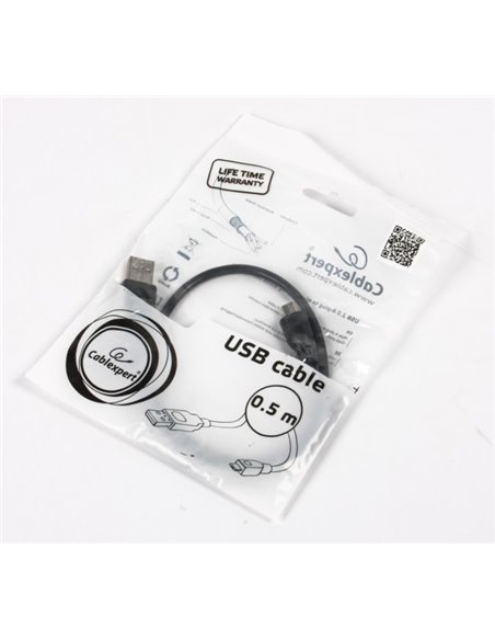 Cable microUSB2.0 - 0.5m - Cablexpert CCP-mUSB2-AMBM-0.5M, 0.5 m, Professional series, USB 2.0 A-plug to Micro B-plug, Black