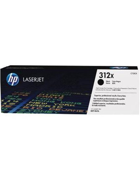 HP 312X (CF380X) High Yield Black Original LaserJet Toner Cartridge (up to 4400 pages), for HP LaserJet Pro M476 Series