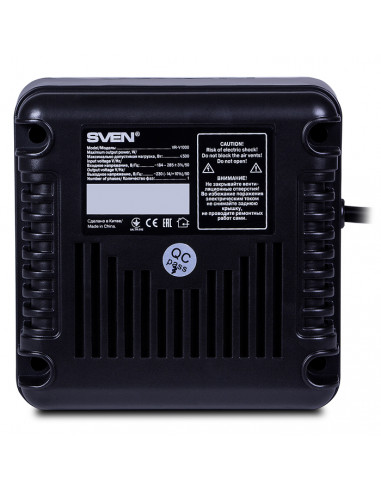 SVEN VR-V1000, 500W, Automatic Voltage Regulator, 2x Schuko outlets+1x ІЕС 320, Input voltage: 184-285V, Output voltage: 230V...
