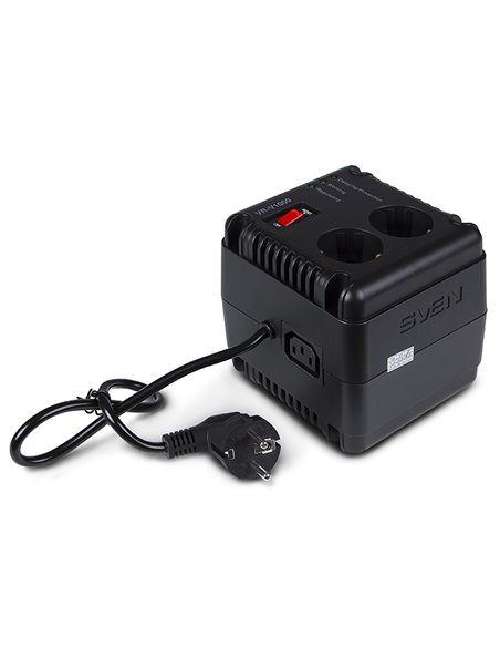 SVEN VR-V1000, 500W, Automatic Voltage Regulator, 2x Schuko outlets+1x ІЕС 320, Input voltage: 184-285V, Output voltage: 230V...