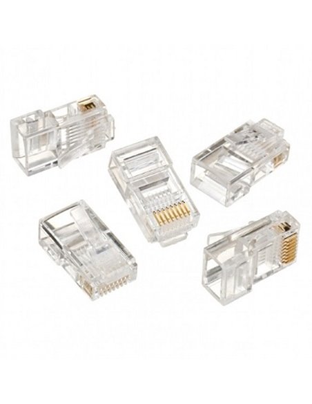 RJ45 Modular Plug LC-8P8C-001/100, Modular plug 8P8C for solid LAN cable, 30u” gold plated, 100 pcs/bag