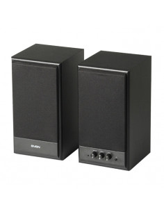 SVEN SPS-702 Black leather, 2.0 / 2x20W RMS, Control unit on the front panel, Magnetic shielding, headphone jack, wooden, (4... 2