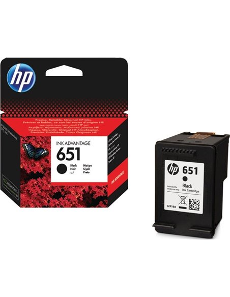 HP 651 (C2P10AE) Black Ink Cart for HP Deskjet Ink Advantage 5575 , HP DeskJet Ink Advantage 5645, 600p.