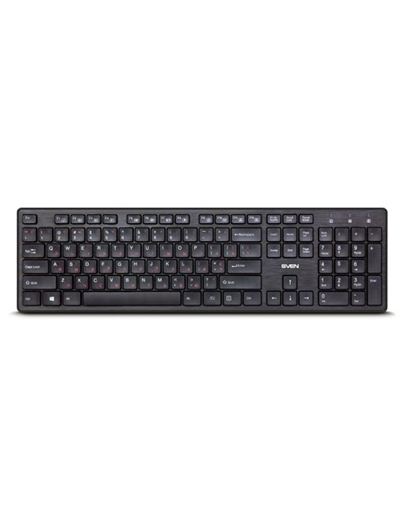 SVEN KB-E5900W, Wireless Keyboard, 107 keys, slim compact design, low-profile keys with smooth stroke, Nano receiver, USB, Bl...