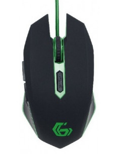 Gembird MUSG-001-G, Gaming Optical Mouse, 2400dpi adjustable, 6 buttons, Illuminated scroll wheel, logo and side accents; No...
