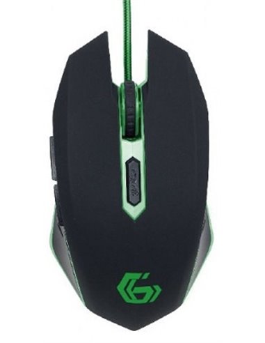 Gembird MUSG-001-G, Gaming Optical Mouse, 2400dpi adjustable, 6 buttons, Illuminated scroll wheel, logo and side accents; No...