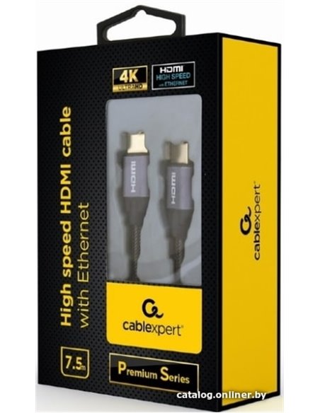 Cable HDMI 2.0 CCBP-HDMI-3M, Premium series 3 m, High speed with Ethernet, Supports 4K UHD resolution at 60Hz, Nylon, Gold p...