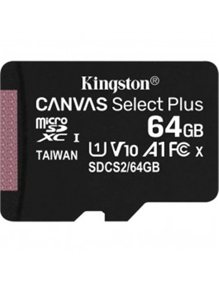 Карта памяти microSD 64GB Kingston Canvas Select Plus, 100MBps