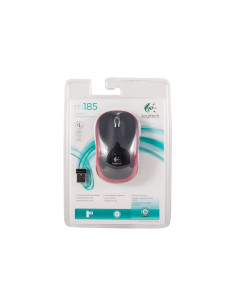 Logitech Wireless Mouse M185 Red, Optical Mouse for Notebooks, Nano receiver, Red/Black, Retail