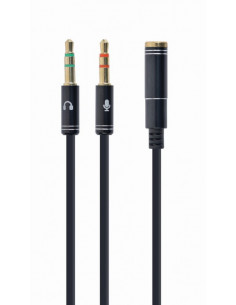 Audio cable 3.5mm - 0.2 m - Cablexpert CCA-418M, 3.5mm 4-pin socket to 2 x 3.5 mm stereo plug adapter cable, allows connectin... 2