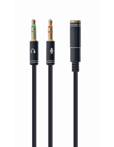 Audio cable 3.5mm - 0.2 m - Cablexpert CCA-418M, 3.5mm 4-pin socket to 2 x 3.5 mm stereo plug adapter cable, allows connectin...