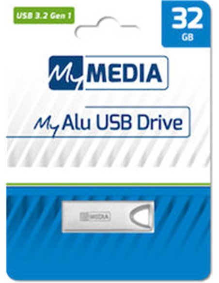 32GB USB2.0 MyMedia (by Verbatim) MyAlu USB 2.0 Drive Metal casing, Compact and lightweight, (Read 18 MByte/s, Write 10 MByt...