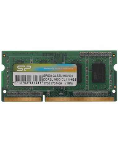 4GB DDR3L-1600 SODIMM Silicon Power, PC12800, CL11, 512Mx8 8Chips, 1.35V