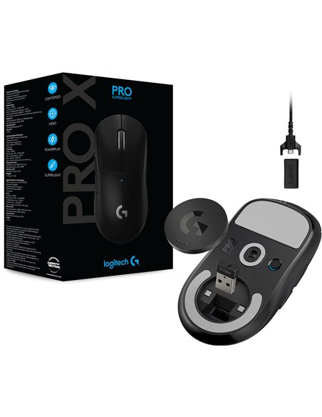 Logitech Gaming PRO X SUPERLIGHT Wireless - HERO 25K, 5 buttons, LIGHTSPEED wireless receiver, POWERPLAY compatible, Onboard ...