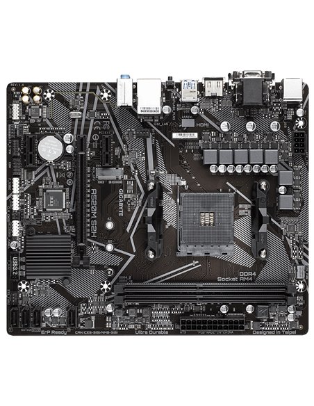 GIGABYTE GA-A520M-S2H, Socket AM4, AMD A520, Dual 2xDDR4-5100, APU AMD graphics, VGA, DVI, HDMI, 1xPCIe X16, 4xSATA3, RAID, 1...