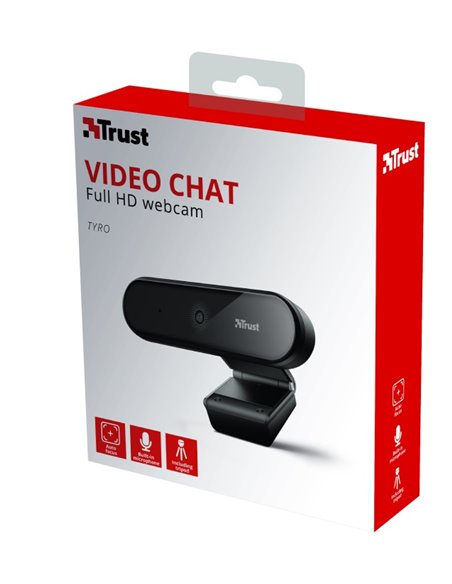 Trust Tyro Full HD Webcam, Full HD 1080p resolution and auto-focus, tripod, 1,5m, USB Trust Tyro Full HD Webcam, Full HD 1080p resolution and auto-focus, tripod, 1,5m, USB
