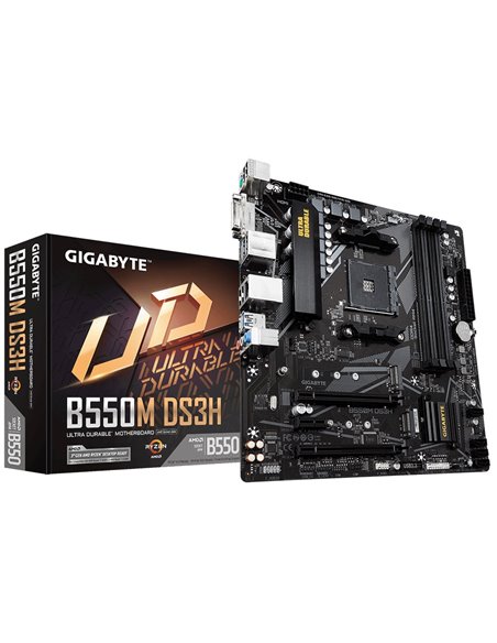 GIGABYTE B550M DS3H, Socket AM4, AMD B550, Dual 4xDDR4-4733, APU AMD graphics, DVI, HDMI, 2xPCIe4.0 X16, 4xSATA3, RAID, 2xM.2...