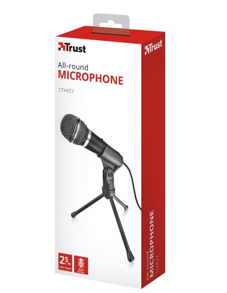 Trust Starzz All-round Microphone for PC and laptop, High performance microphone with mute switch and tripod stand, 2.5m cabl...
