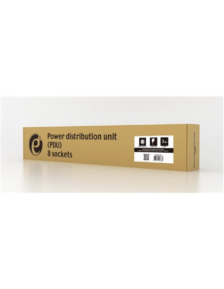 Gembird EG-PDU-014-C14, Power distribution unit (PDU), 8 Schuko sockets, 1U, 16A, C14 plug 3 m cable