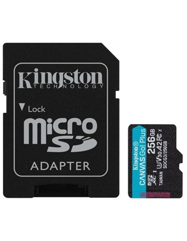 Карта памяти microSD 256GB Kingston Canvas Go! Plus, A2, 170Mbps, + SD adapter