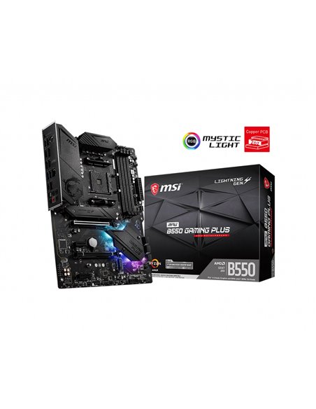 MSI MPG B550 GAMING PLUS, Socket AM4, AMD B550, Dual 4xDDR4-4400+, APU AMD graphics, HDMI, DP, 2xPCIe4.0 X16, 6xSATA3, RAID, ...