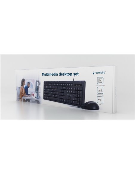 Gembird KBS-UM-04, Multimedia desktop set, black, US-Layout, Black