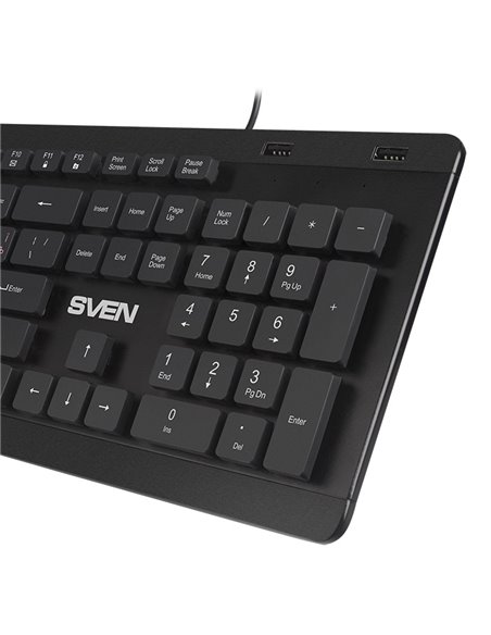 SVEN KB-E5700H, Keyboard, Waterproof construction, 104 keys, 12 Fn-keys, slim compact design, low-profile, USB 2.0 Hub 2 -por...