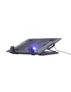 Gembird NBS-1F17T-01, Notebook cooling stand with height adjustment, up to 17”, LED backlight in fans, Large 12 cm cooling fa...
