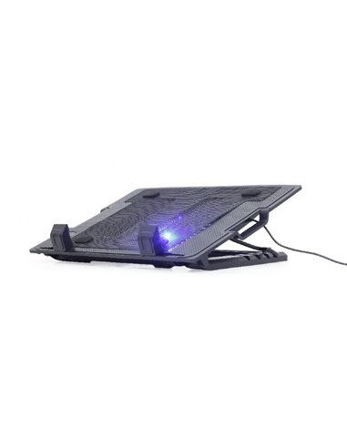 Gembird NBS-1F17T-01, Notebook cooling stand with height adjustment, up to 17”, LED backlight in fans, Large 12 cm cooling fa...