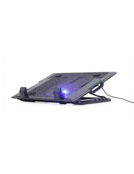 Gembird NBS-1F17T-01, Notebook cooling stand with height adjustment, up to 17”, LED backlight in fans, Large 12 cm cooling fa...