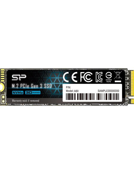 M.2 NVMe SSD 128GB Silicon Power A60, Interface: PCIe3.0 x4 / NVMe1.3, M2 Type 2280 form factor, Sequential Reads 1800 MB/s, ...