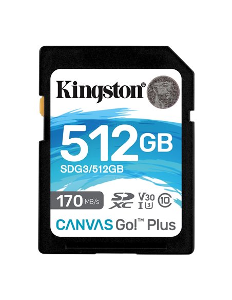 Карта памяти SD 512GBKingston Canvas Go! Plus, 170Mbps