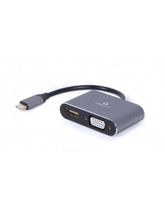 Адаптер Gembird A-USB3C-HDMIVGA-01 / USB Type-C to HDMI + VGA display adapter, space grey