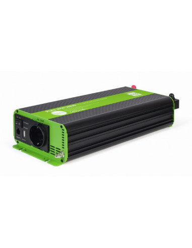 EnerGenie EG-PWC-PS1000-01, 12 V Pure sine wave car DC-AC power inverter, 1000 W, with USB port / 5V-2.1A, Input: 10-16 VDC ...