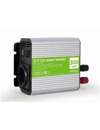 EnerGenie EG-PWC300-01, 12 V Car power inverter, 300 W, with USB port / 5V-2.1A, LED indicator, Input: 10-16 VDC (accumulator...