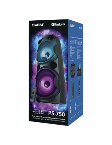 Портативная Колонка SVEN PS-750 Black / 50W / Bluetooth / FM tuner / USB / microSD