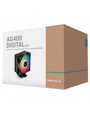 Кулер DEEPCOOL AG400 DIGITAL BK ARGB/ Universal/ 220W/ 500~2100rpm/ <31.6dBA/ 75.89CFM/ Black