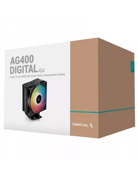 Cooler DEEPCOOL AG400 DIGITAL BK ARGB/ Universal/ 220W/ 500~2100rpm/ 31.6dBA/ 75.89CFM/ Black