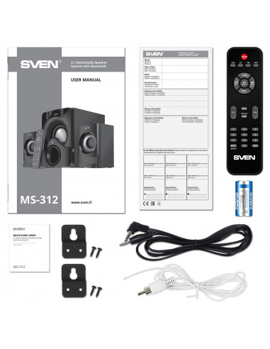 Колонки 2.1 SVEN MS-312 / 40W RMS / Bluetooth / FM-tune / USB Flash / SD card / Black