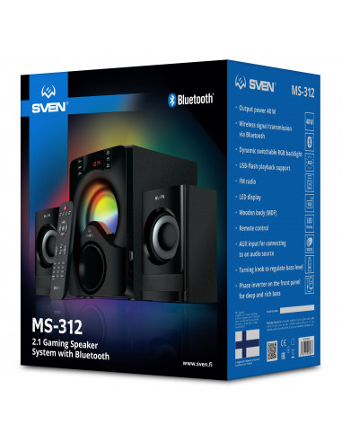 Колонки 2.1 SVEN MS-312 / 40W RMS / Bluetooth / FM-tune / USB Flash / SD card / Black