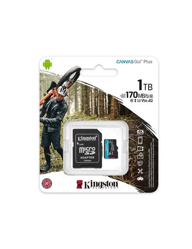 Карта памяти microSD 1TB Kingston Canvas Go! Plus, A2, 170Mbps, + SD adapter