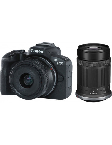 Aparate foto mirrorless CANON EOS R50 + RF-S 18-45 f/4.5-6.3 IS STM + RF-S 55-210 f/5.0-7.1 IS STM Black (5811C034)