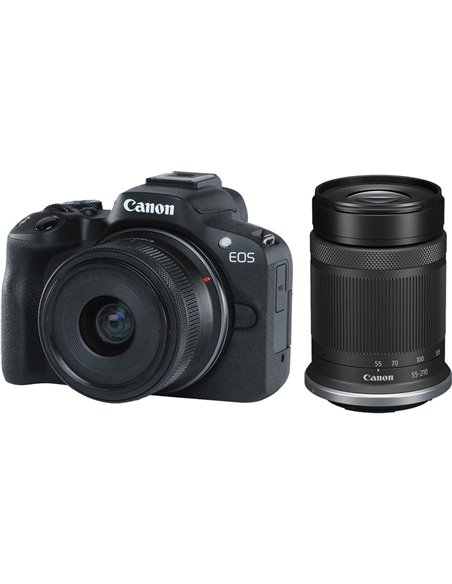 Aparate foto mirrorless CANON EOS R50 + RF-S 18-45 f/4.5-6.3 IS STM + RF-S 55-210 f/5.0-7.1 IS STM Black (5811C034)